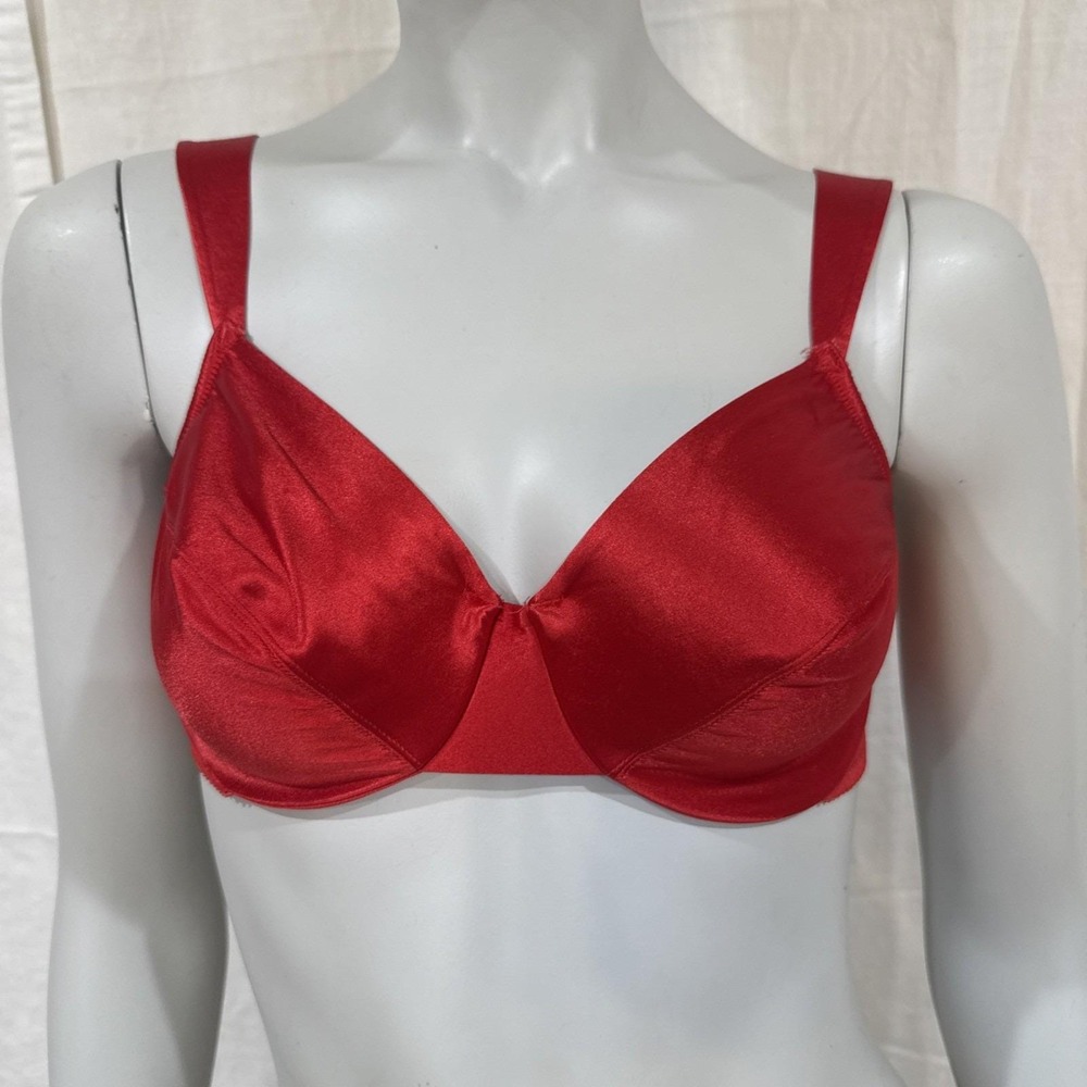 Vtg Victoria's Secret Bra Gold Label Second Skin Satin Siren Red 36C 2032 Sexy